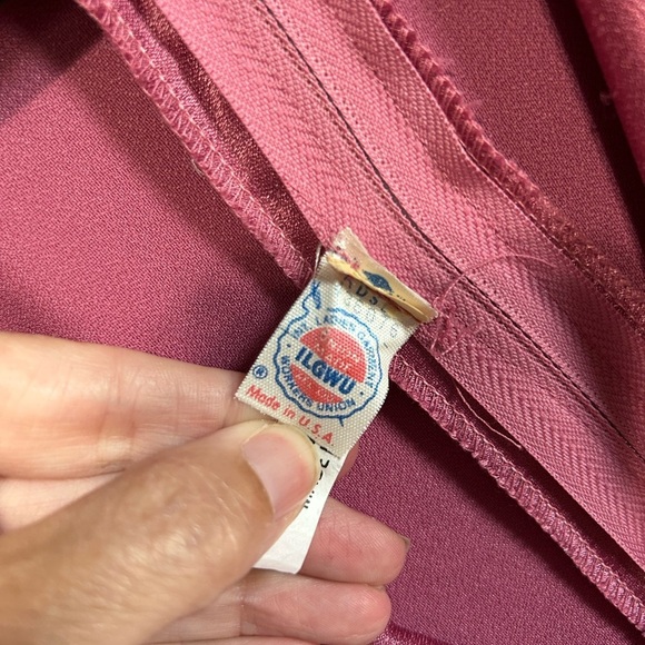 Vintage ILGWU Union Made Pink Long Sleeves Maxi Dress With Belt Made In USA - Picture 11 of 15